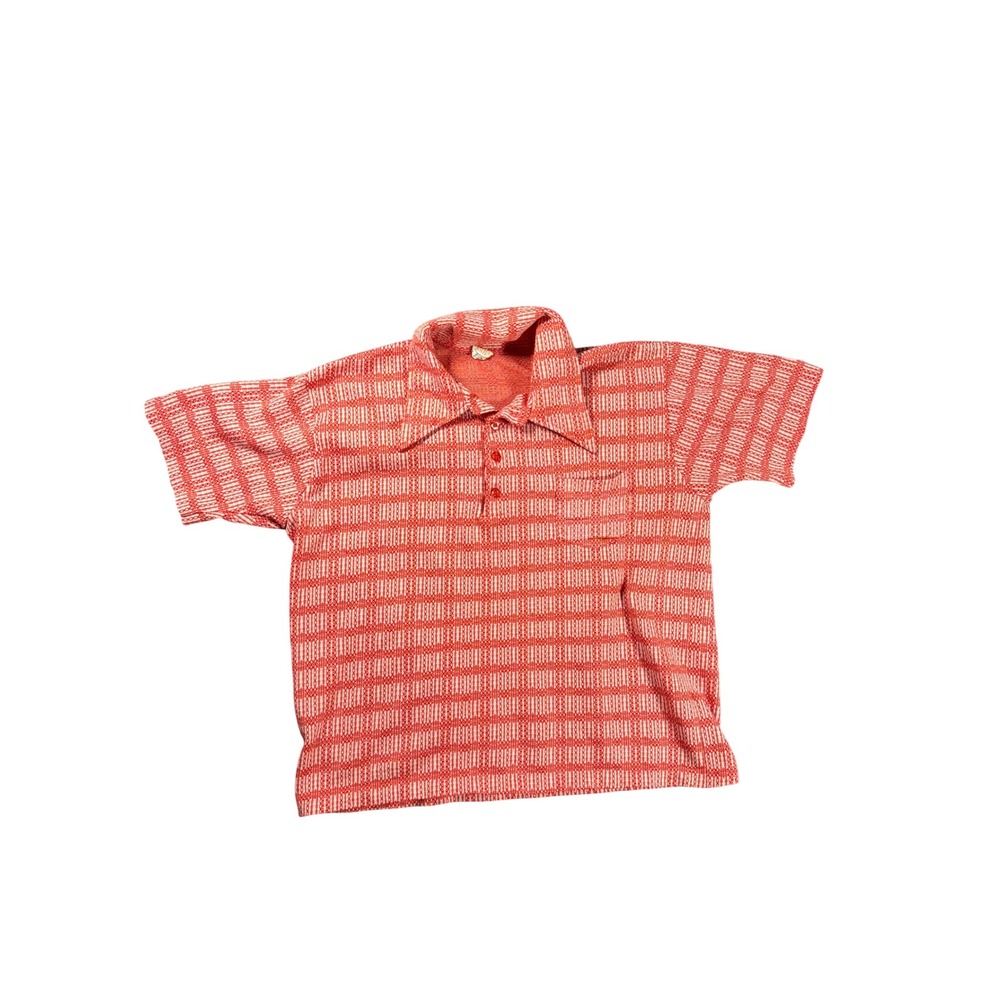 Vintage 70s Ultra Knit by Campus Red Geometric Dagger Collar Shirt XL